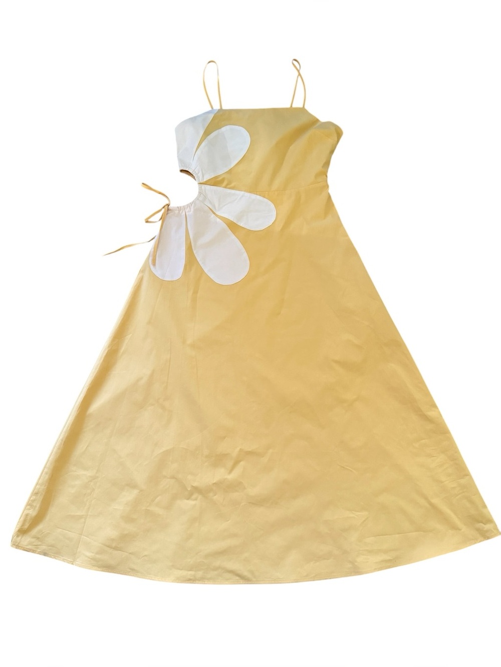 New’m Petal Floral Cut-Out Midi Sundress in Yellow Women’s Size Large